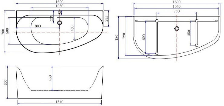 Акриловая ванна Allen Brau Priority 5 В 160x78 2.31005.21B белый матовый