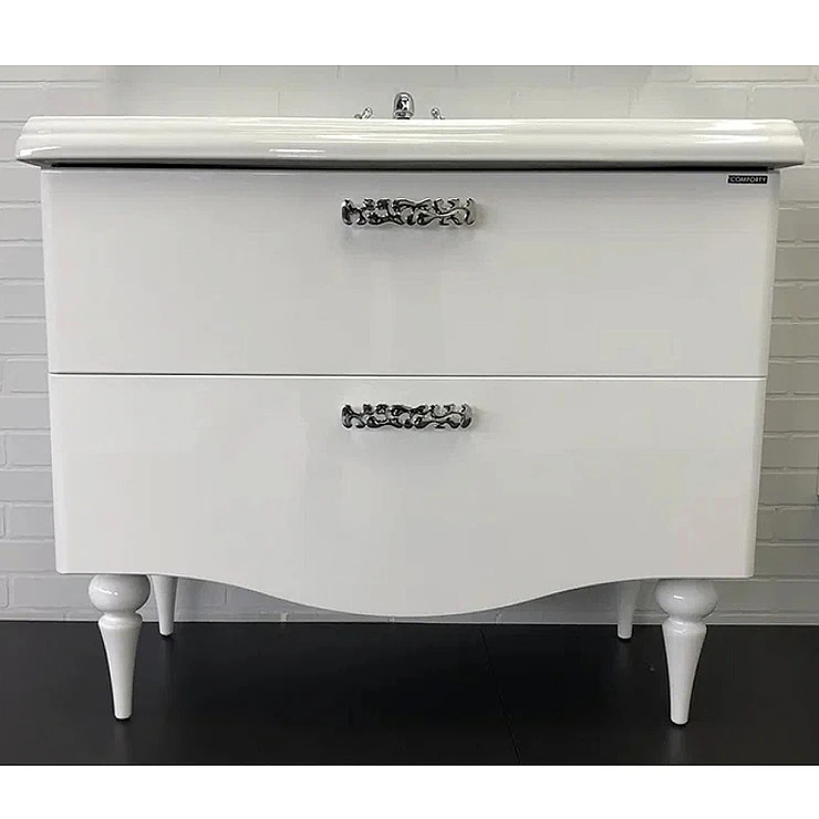 Тумба с раковиной Comforty Монако 100 00004136346CF белая глянцевая