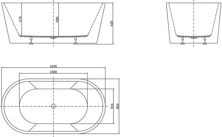 Акриловая ванна BelBagno 160x80 BB202-1600-800 белая глянцевая