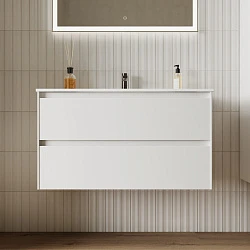 Тумба с раковиной Sancos Cento 90 белая глянцевая