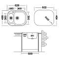 Кухонная мойка Ukinox Галант 63х49см GAL628.488 15GT8K 1R хром