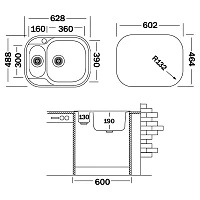 Кухонная мойка Ukinox Галант 63х49см GAL628.488 15GT8K 1R хром