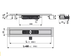 Душевой лоток AlcaPlast APZ101 850 с опорами, хром
