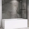 Шторка на ванну ABBER Ewiges Wasser 80x140см AG50080B профиль черный, стекло прозрачное