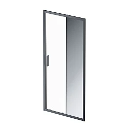 Дверь душевая в нишу AM.PM Gem 100см W90G-100-1-195BMir профиль черный, стекло прозрачное/зеркальное