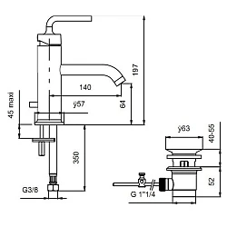 Смеситель для раковины Jacob Delafon Purist E14402-4A-CP хром
