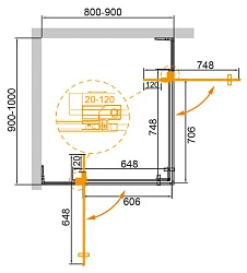 Душевой уголок Cezares Slider 100x90см SLIDER-AH-2-80/90-90/100-GRIGIO-NERO черный, стекло серое