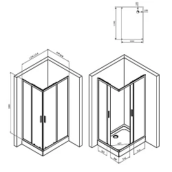 Душевой уголок AM.PM Gem S 120х90см W93G-404-120290-BT профиль черный, стекло прозрачное