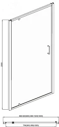 Душевая дверь в нишу Bravat Blackline 90x200см BD100.4111B профиль черный, стекло прозрачное
