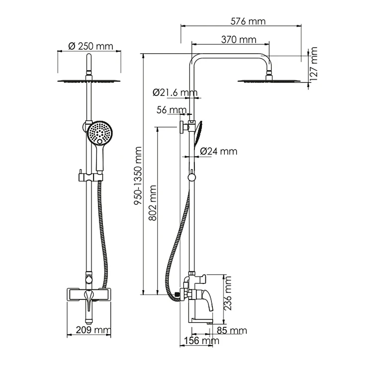 Душевая стойка Wasserkraft Sauer A17101 золото глянцевое