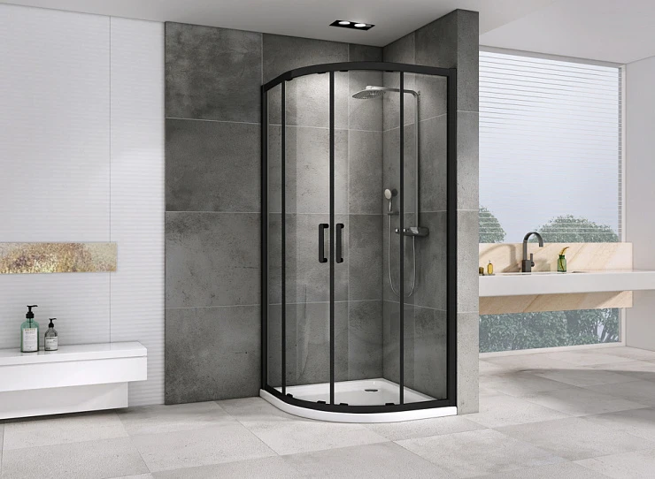 Душевой уголок ABBER Schwarzer Diamant 90x90см AG01090B профиль черный, стекло прозрачное