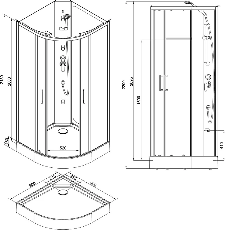 Душевая кабина Aquanet Passion R 2.0 90x90см 263868 прозрачное стекло