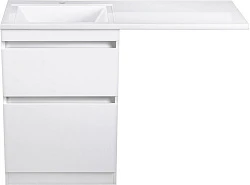 Тумба с раковиной Style Line Даллас 120 напольная, левая, эмаль, белый глянец