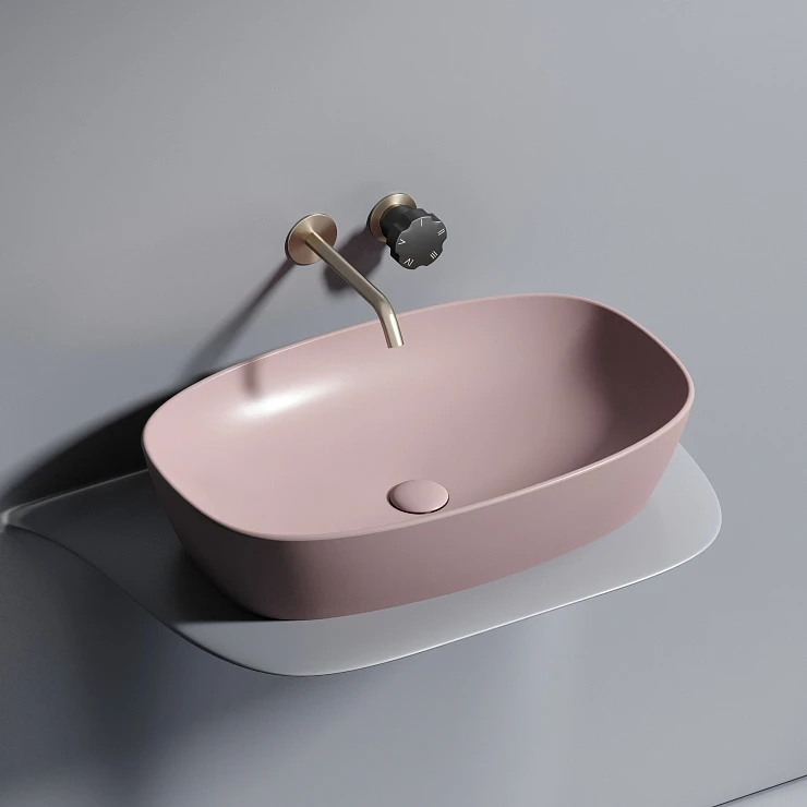Раковина накладная Ceramica nova Element 600*380*138мм CN6049MP розовая матовая