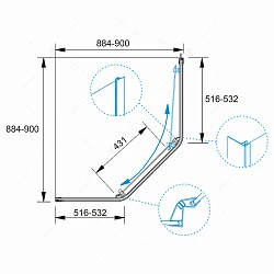 Душевой уголок RGW Passage PA-86B 90x90см 38088699-14 профиль черный, стекло прозрачное