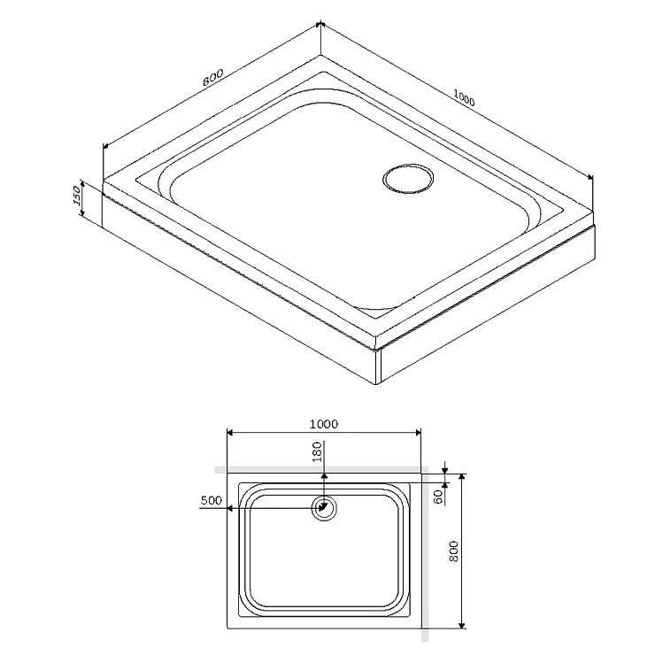 Душевой поддон AM.PM Gem 100x80см W90T-404-100280W белый