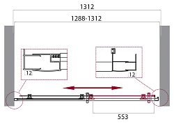 Душевая дверь в нишу BelBagno 130см UNO-195-BF-1-130-P-Cr профиль хром, стекло рифленое