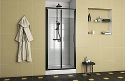 Душевая дверь в нишу Bravat Blackline 100x200см BD100.4121B профиль черный, стекло прозрачное
