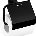 Держатель туалетной бумаги Aquanet 6586MB с крышкой, черный матовый
