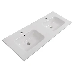 Раковина встраиваемая BelBagno 120см BB1200-2-ETL двойная, белая глянец