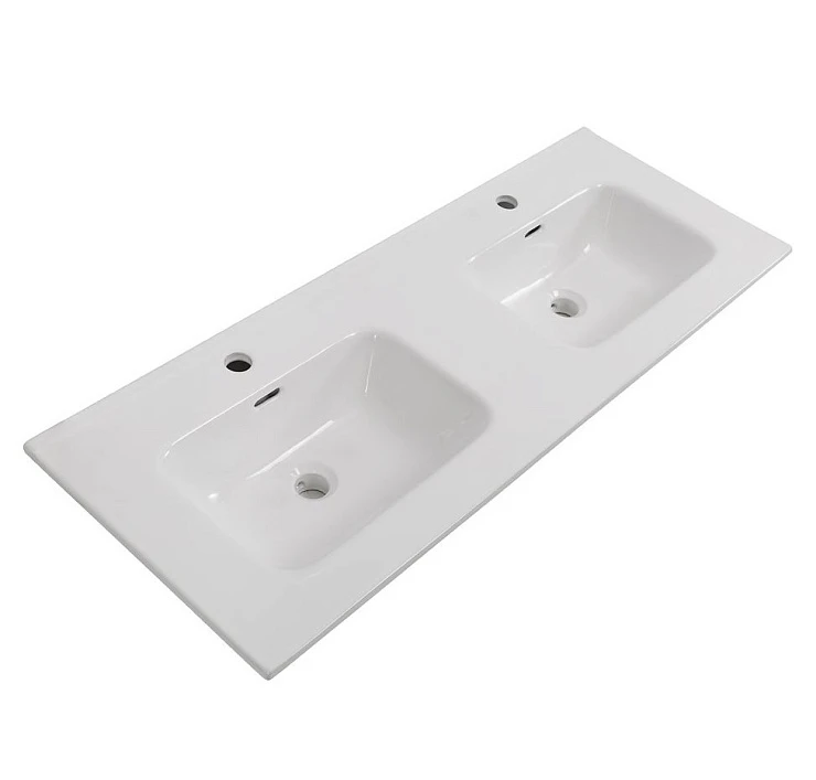 Раковина встраиваемая BelBagno 120см BB1200-2-ETL двойная, белая глянец