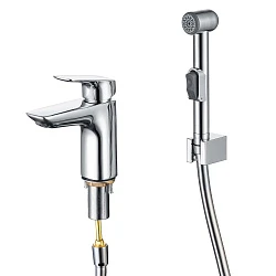 Смеситель для раковины Aquatek Вега AQ1012CR с гигиеническим душем, хром