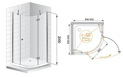 Душевой уголок Cezares Verona 90x90см VERONA-R-1-90-P-Cr-L профиль хром, стекло рифленое