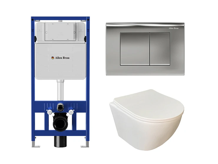 Комплект инсталляции Allen Brau Pneumatic 9.11100.20 с унитазом Comforty 103 и кнопкой хром
