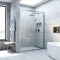 Душевая дверь в нишу Vegas Glass ZP NOVO 135 07 01 135 см, профиль матовый хром, стекло прозрачное