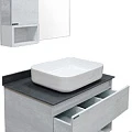 Тумба с раковиной Comforty Прага 75 00-00004198 дуб белый, с антрацитовой столешницей