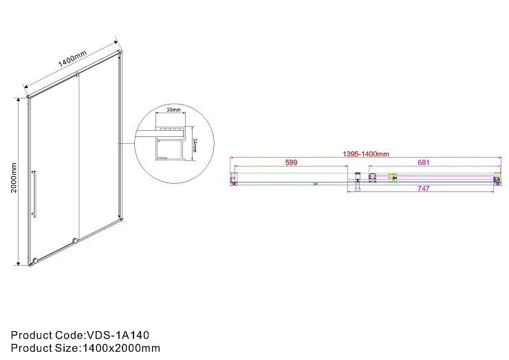 Душевая дверь в нишу Vincea Arno 140см VPS-1A140CL профиль хром, стекло прозрачное