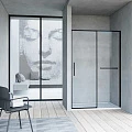 Душевая дверь в нишу Vincea Slim Soft 140см VDS-1SS140CLB профиль черный, стекло прозрачное