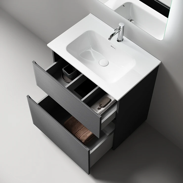 Тумба с раковиной Sancos Folk Floor 70 напольная, Grey soft