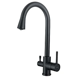 Смеситель для кухни Aquatek AQ1085MB, с краном для питьевой воды, матовый черный