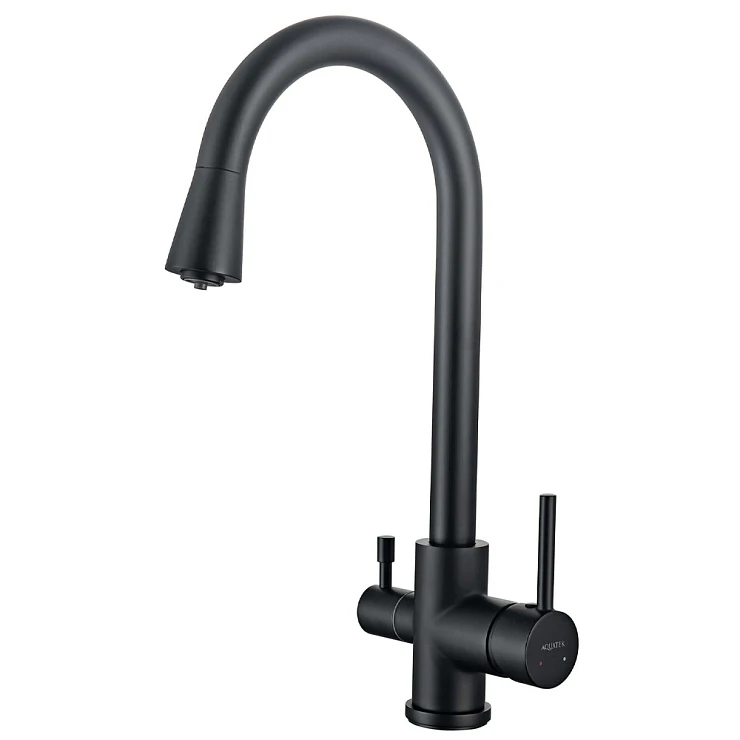 Смеситель для кухни Aquatek AQ1085MB, с краном для питьевой воды, матовый черный