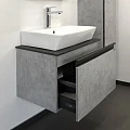 Тумба с раковиной Comforty Эдинбург 60 00-00001928CF бетон светлый, с черной столешницей