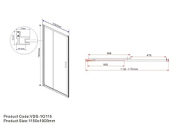 Душевая дверь в нишу Vincea Garda 115см VDS-1G115CH профиль хром, стекло шиншилла