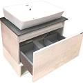 Тумба с раковиной Comforty Прага 60 дуб 00003465CF белая, с антрацитовой столешницей
