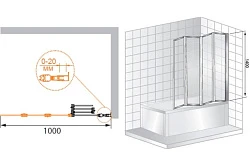 Шторка на ванну Cezares Pratico 100x140см PRATICO-V-4-100/140-P-Cr профиль хром, стекло рифленое