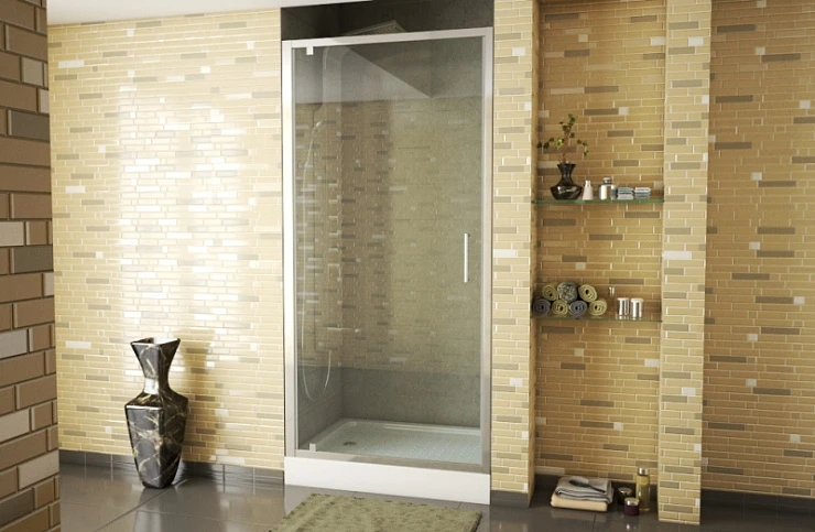 Душевая дверь в нишу Bravat Line 100x200см BD100.4111A профиль хром, стекло прозрачное