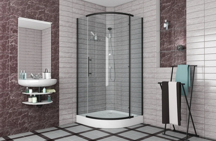 Душевой уголок Bravat Blackline 90x90см BS090.1110A профиль черный, стекло прозрачное