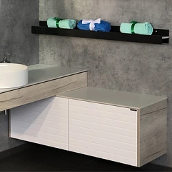 Тумба с раковиной Comforty Клеон 120 00-00001851CF белый / дуб дымчатый, с белой столешницей