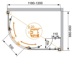 Душевой уголок Cezares Anima 120x90см ANIMA-W-RH-2-120/90-P-Cr-R профиль хром, стекло рифленое