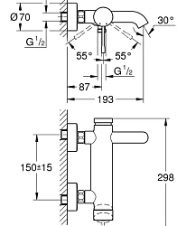Смеситель для ванны с душем Grohe Essence New 33624AL1 графит