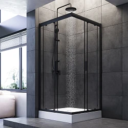 Душевой уголок AM.PM Gem 90x90см W90G-403-090BT профиль черный, стекло прозрачное