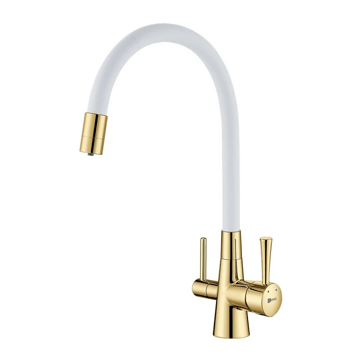 Смеситель для кухни Lemark Comfort LM3075G-White белый / золото