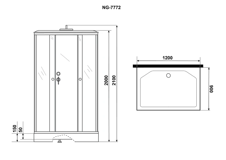 Душевая кабина Niagara Luxe 120х90см NG-7772QM профиль серебро