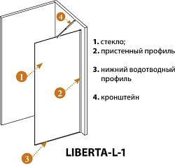 Душевая перегородка Cezares LIBERTA 110см LIBERTA-L-1-TB-110-C-Cr профиль хром, стекло прозрачное