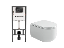 Комплект инсталляции Ceramica Nova CN121001MB с унитазом CN4006, кнопка черная матовая