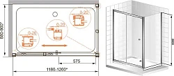 Душевой уголок Cezares Bergamo 120x90см BERGAMO-W-AH-1-120/90-C-Cr-R профиль хром, стекло прозрачное